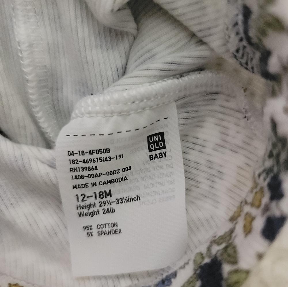 Uniqlo Baby Girl Blue/Yellow Ribbed Floral Leggings Size 12-18 Months NWT - Picture 4 of 5